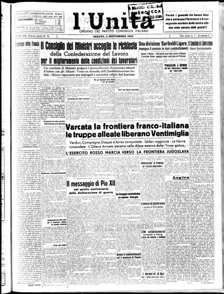 L'Unità : organo centrale del Partito comunista italiano